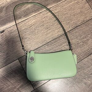Coach Mint Green Shoulder Bag with Turnlock Detail